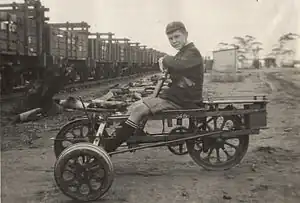 H.N. Fretwell on a track measurement car