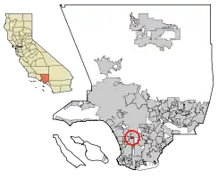 Location of West Athens in Los Angeles County, California