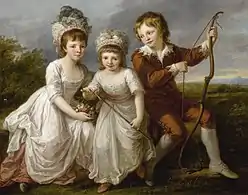 Lady Georgiana Spencer, Henrietta Spencer and George Viscount Althorp (c. 1766), oil on canvas, 113.6 x 144.8&nbsp;cm., private collection