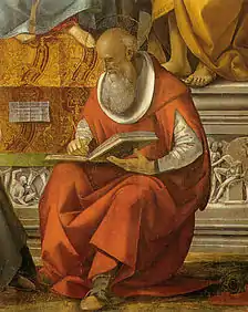 Madonna with Angels and Saints, detail, San Girolamo (Saint Jerome)