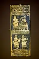 Shell plaque from a lyre, found in tomb PG 1332, Ur Royal Cemetery