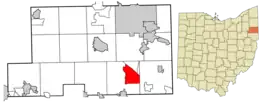 Location of North Lima in Mahoning County and in the State of Ohio