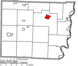 Location of St. Clairsville in Belmont County