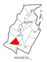 Map of Blair County, Pennsylvania highlighting Freedom Township