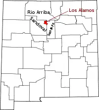 State map highlighting Los Alamos County