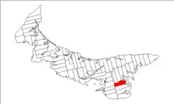 Map of Prince Edward Island highlighting Lot 59