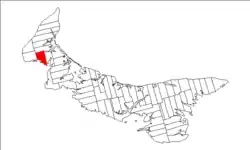 Map of Prince Edward Island highlighting Lot 9