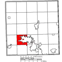 Location of Warren Township in Trumbull County