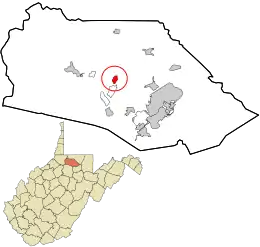 Location of Farmington in Marion County, West Virginia