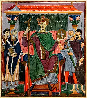 Otto III from the Gospels of Otto III, Reichenau Abbey in southern Germany, late 10th or early 11th century