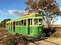 Adelaide-built Melbourne W2 class tram no.&nbsp;294, built 1924, on the museum's tram line towards the St Kilda Playground terminus
