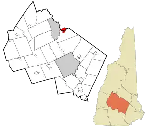 Location in Merrimack County and the state of New Hampshire