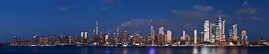 Midtown Manhattan viewed from Weehawken, New Jersey, in September 2021, at night.