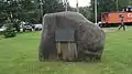 The memorial stone of five who died in an abandoned mine shaft in 1932, Minto, New Brunswick, Canada.
