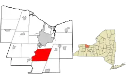 Location in Monroe County and the state of New York.