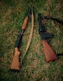 Mossberg 500 shotgun and Federal Riot Gun of the Bermuda Regiment
