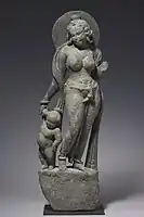 Mother Goddess from entrance of a Hindu Temple, Tanesara-Mahadeva (near Udaipur), suggesting connections with the Art of Gandhara. 5th-6th or early 7th century CE.