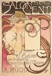Mucha poster for the Salon des Cent exhibition of June 1897.
