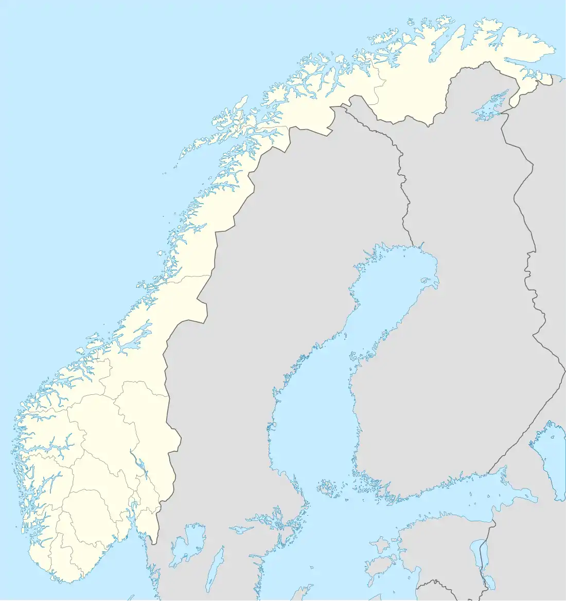 A map of Norway with Oslo marked in the south east of the country.