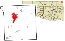 Location within Ottawa County and Oklahoma