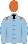 Light blue, orange epaulets, orange cap