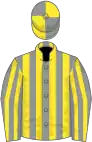 Grey and yellow stripes, quartered cap