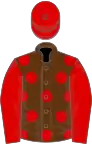 Brown, red spots, sleeves and cap