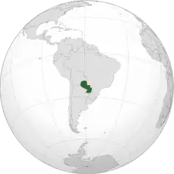 Location of Paraguay (dark green)in South America (grey)