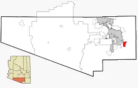 Location in Pima County and Arizona