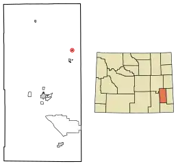 Location of Hartville in Platte County, Wyoming.