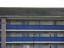 balconies on a low-rise block of flats