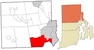 Location in Providence County and the state of Rhode Island.