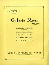 Publicité pour la Galerie Moos publiée dans la revue "L'Art en Suisse", janvier 1931, No. 1. Numérisation Bibliothèque d'art et d'archéologie (BAA), Genève.