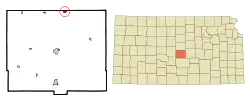 Location within Rice County and Kansas