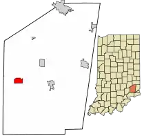 Location of Holton in Ripley County, Indiana.