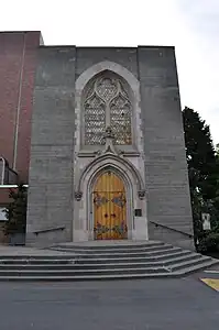 Outside the Thomsen Memorial Chapel at St. Mark's Cathedral