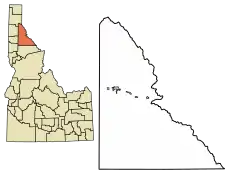 Location of Smelterville in Shoshone County, Idaho.