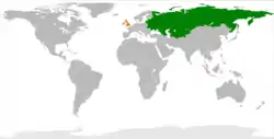 Map indicating locations of Soviet Union
and UK