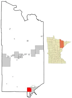 Location of the city of Hermantownwithin Saint Louis County, Minnesota