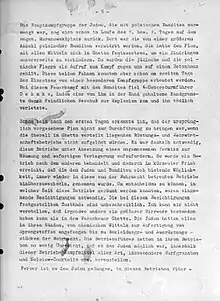 Page 5 of Stroop Report describing German fight against "Juden mit polnischen Banditen" - "Jews with Polish bandits".