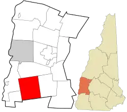 Location in Sullivan County and the state of New Hampshire.