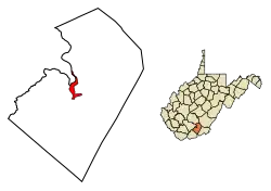 Location of Hinton in Summers County, West Virginia.
