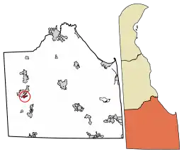 Location of Blades in Sussex County, Delaware.