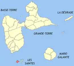 Location of the commune (in red) within Guadeloupe