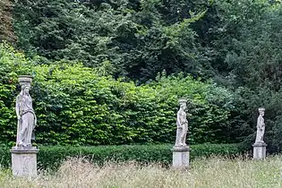 Three of Six Caryatids, At Coronation Avenue, At Anglesey Abbey, Cambridgeshire.