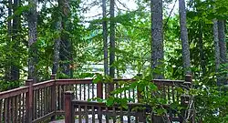 A lake and viewing platform