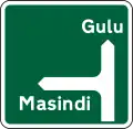 Map-type advance direction sign – T-intersection - Primary roads.