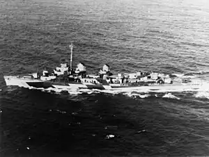 USS Twiggs (DD-591), in camouflage paint, 23 February 1945.