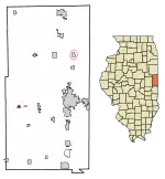 Location of Fithian in Vermilion County, Illinois.