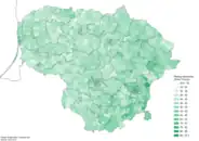 Voter turnout in the first round (by electoral wards)